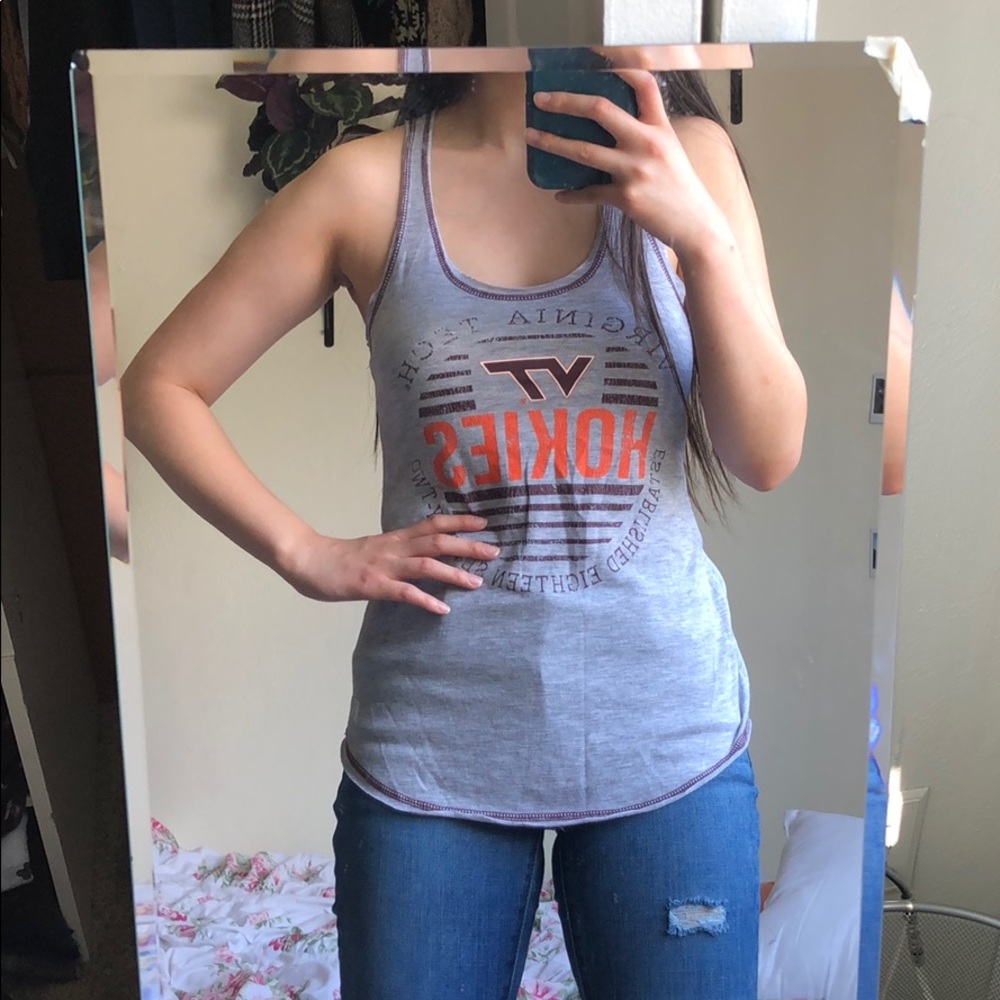 VT Hokies heather gray racerback tank top, Tech
